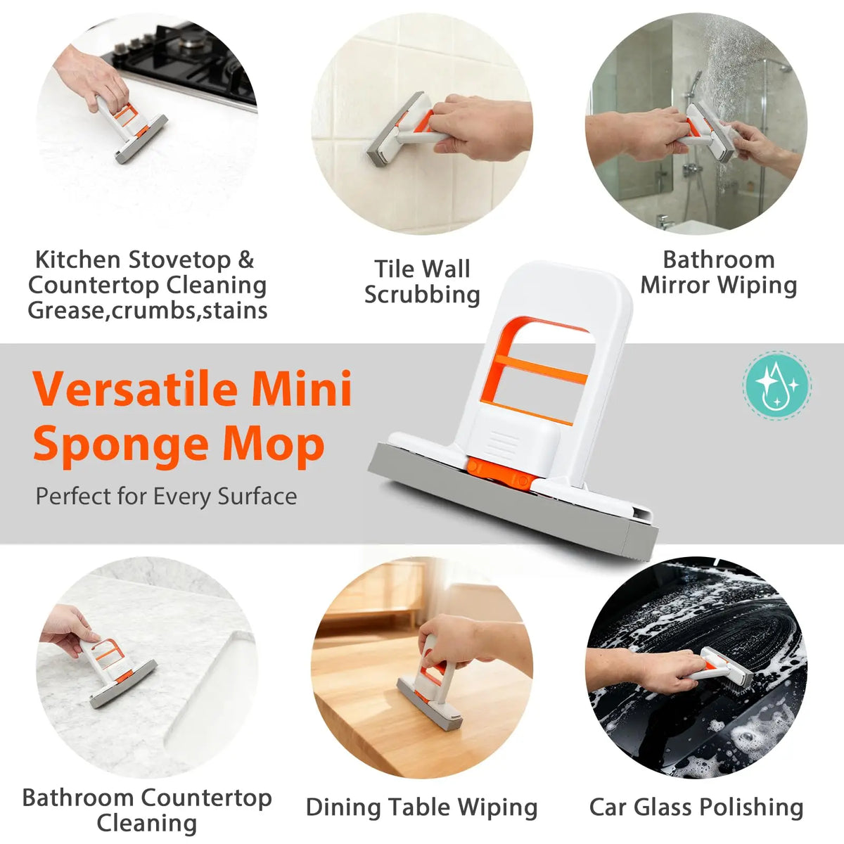 4 Pack Sponge Mop Head Clips, Self Squeeze Mop Holder Clamp, Detachable Cleaning Sponge Gripper Replacement Accessories for Household Desktop Cleaning Small Mops
