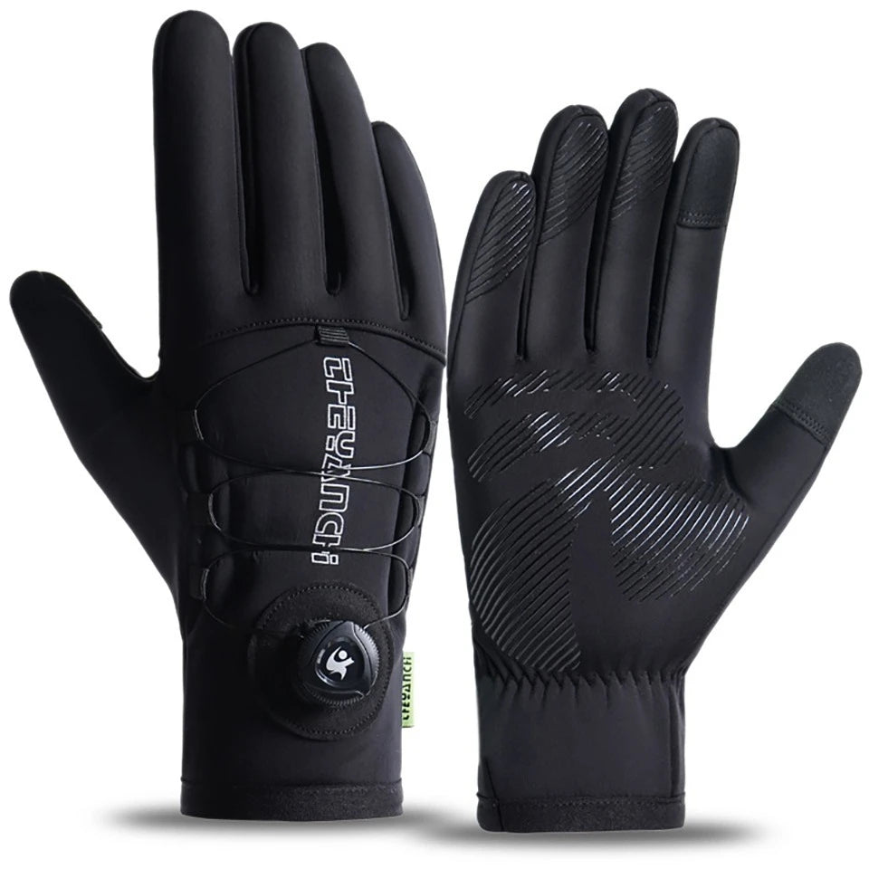 KoKossi Men Winter Waterproof Cycling Gloves Thermal Full Finger Touch Screen Fleece Gloves Non-slip Warm Windproof Motorcycle