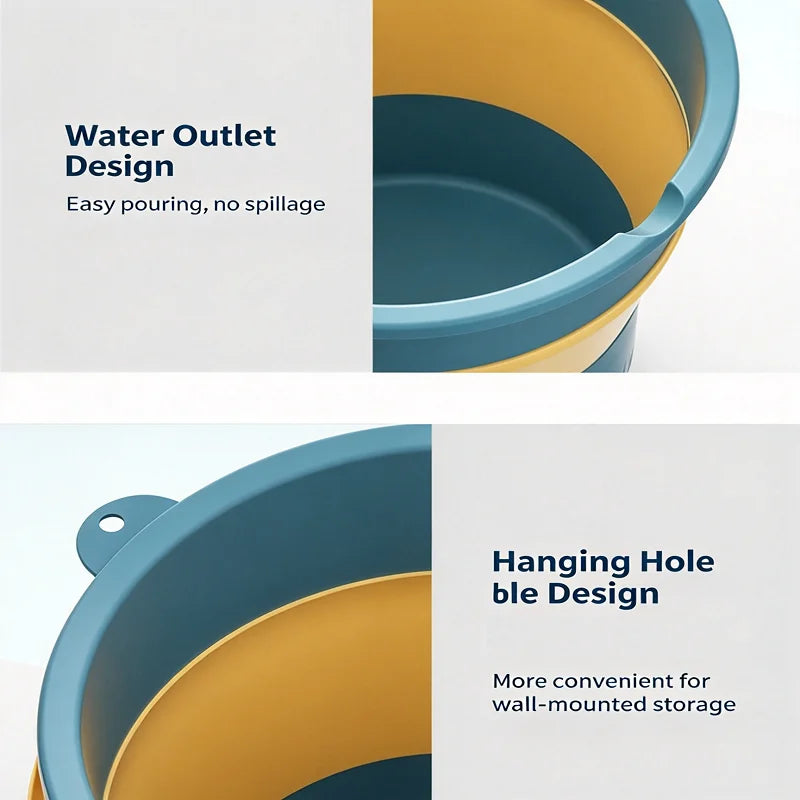 10L Thickened Silicone Portable Folding Bucket Multifunctional for Car Washing Fishing Camping - Durable Waterproof Storage Solu