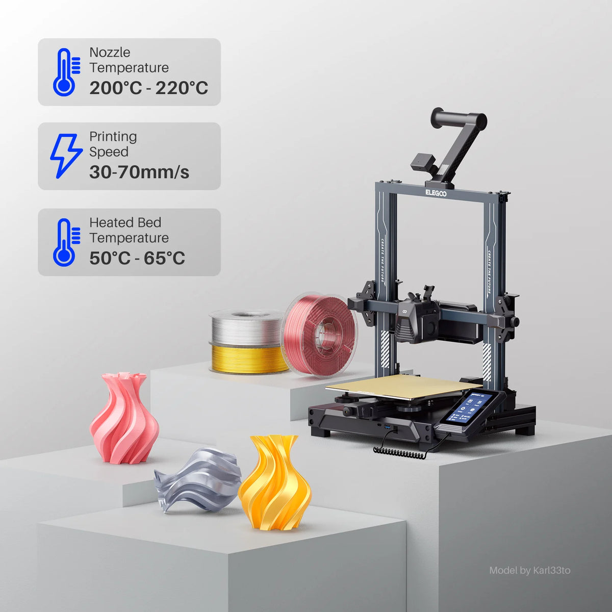 ELEGOO Silk PLA Filament 1.75mm 1KG,3D Printer Filament 1kg Gold Silver Fits for Most FDM 3D Printers