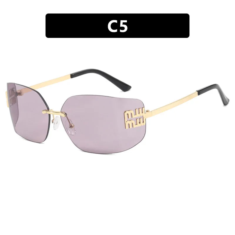 Vintage Rimless Rectangle Sunglasses