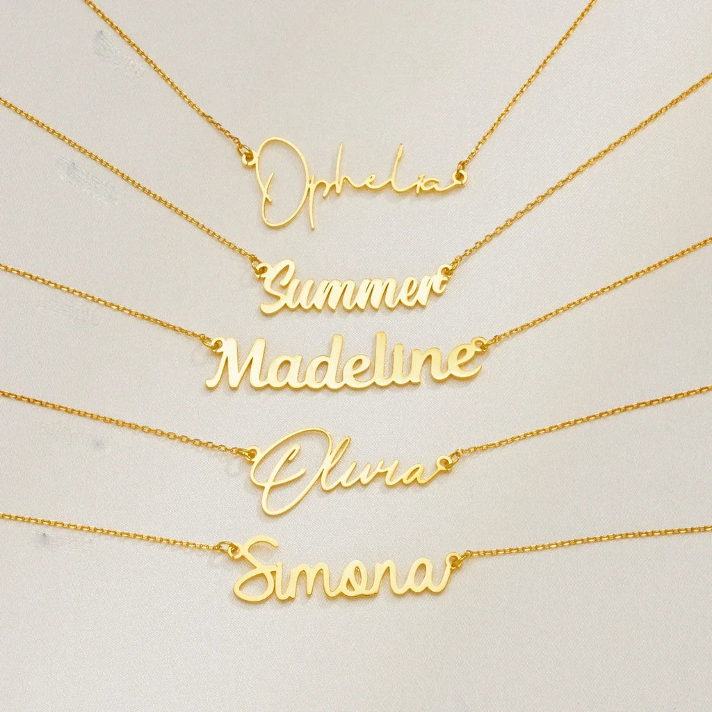 Custom Name Necklace for Women Personalised Cursive Letter Pendant Stainless Steel Jewelry Men Chain Choker Collar Personalizado