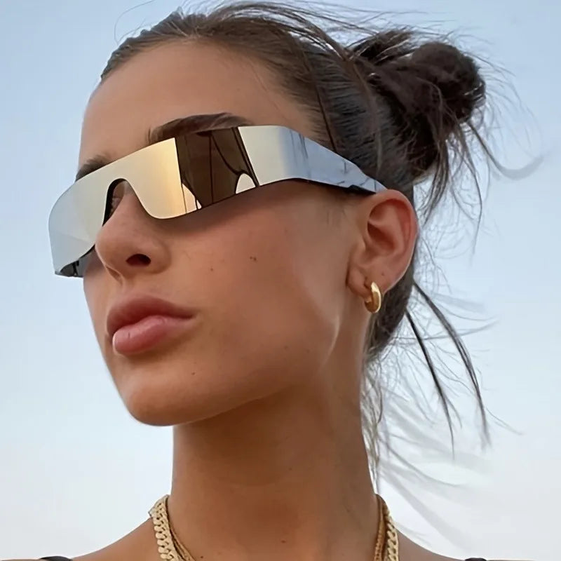 1pc Fashion Women's Glasses Future Geometric Polygon Cyberpunk Street Style Frameless Decorative Glasses