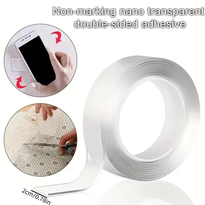 Double Sided Powerful Adhesive Multipurpose Removable Adhesive Tape Transparent Grip Mounting Washable Waterproof Strong Sticky
