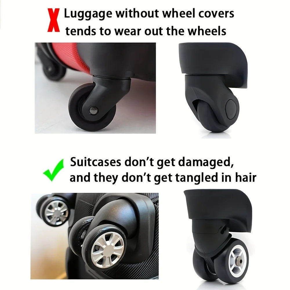 8 pcs Upgraded and Thickened Luggage Wheel Protection Set, Wheel Repair Set, Trailer Luggage Wheel Mute Set