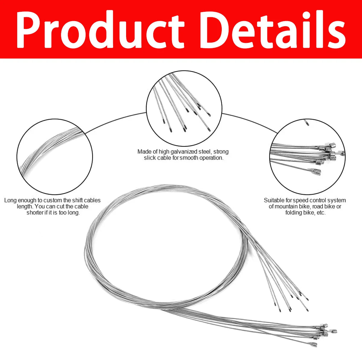 1PC/5/10PCS Universal Bicycle Shift Line Highway Mountain Bike Brake Line High Quality Galvanized Steel Wire Bicycle Accessories