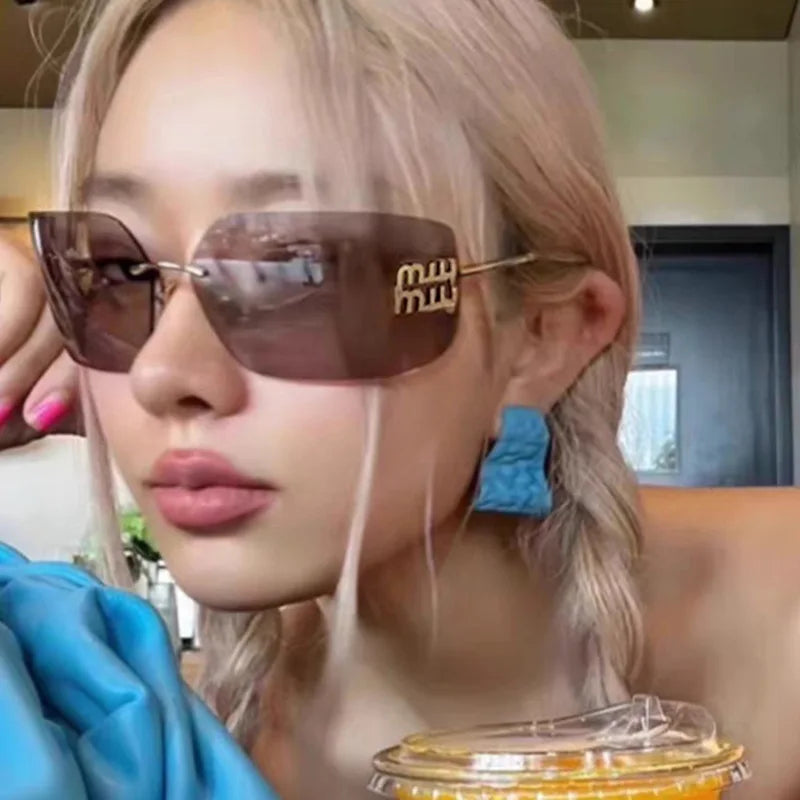 Vintage Rimless Rectangle Sunglasses
