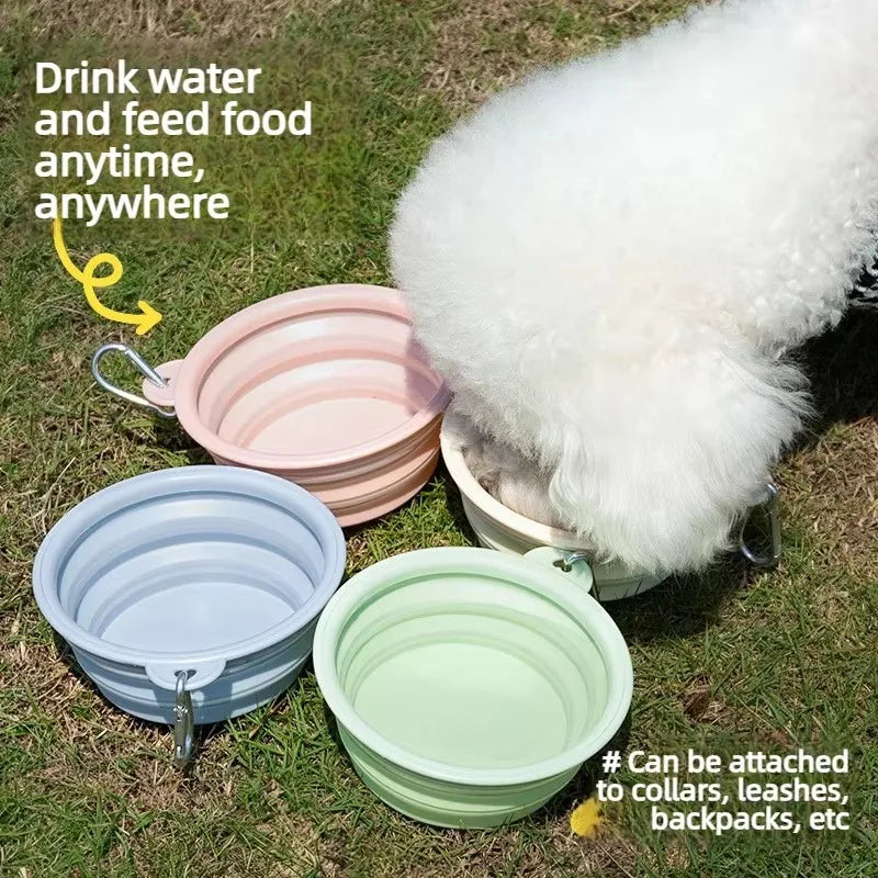 Foldable Silicone Dog Bowl Pet Outdoor Travel Portable Folding Cat Food Water Large Capacity Container Feeding Bowl Pet Supplies