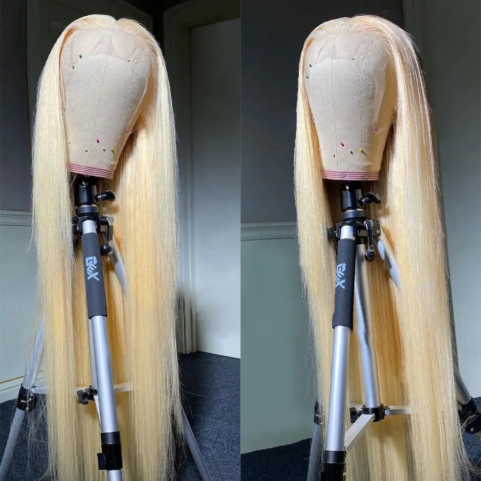613 Blonde 13x6 HD Lace Frontal Human Hair Wigs 613 Lace Front Wigs For Women 40 Inch Long Straight Human Hair Wigs Can Be Dyed