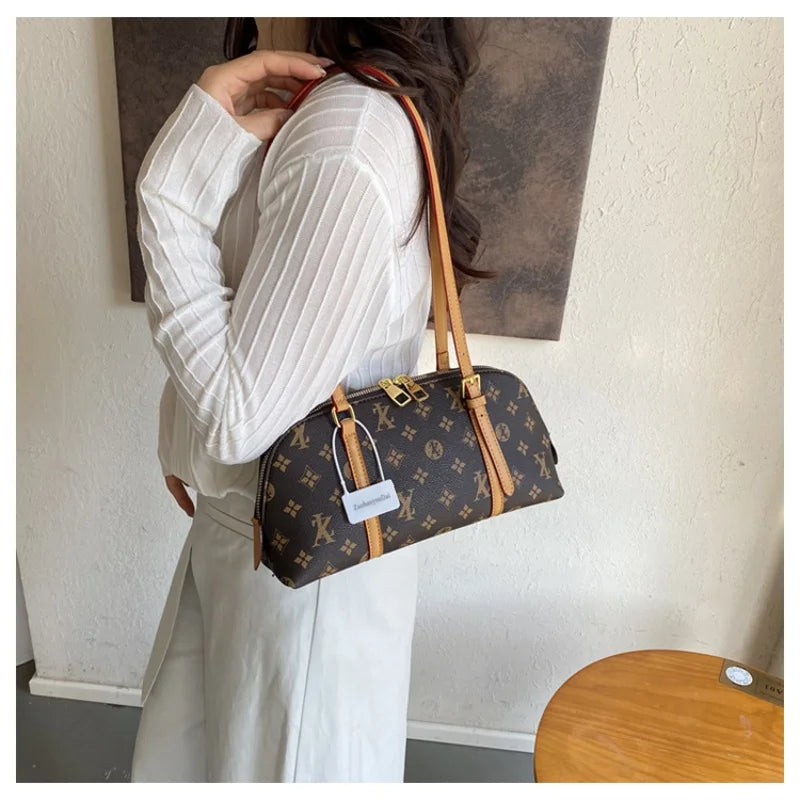 2026 Luxury Style Monogram Pattern Underarm Bag Women's Casual Zipper Closure Tote Purse