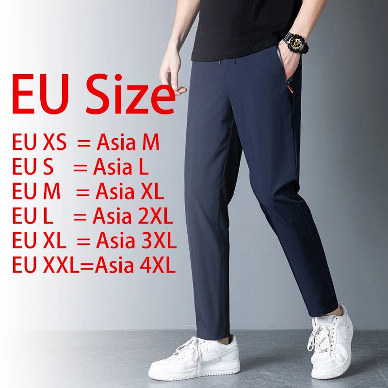 Men's Casual Pants Straight Leg Slim Fit Elastic Waist Jogging Pants Korean Classic Blue Black Gray Men's Pants Plus Size 4XL 5X