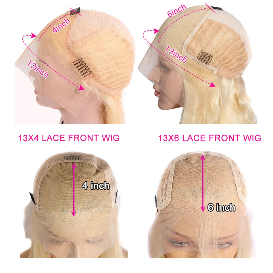 613 Blonde 13x6 HD Lace Frontal Human Hair Wigs 613 Lace Front Wigs For Women 40 Inch Long Straight Human Hair Wigs Can Be Dyed