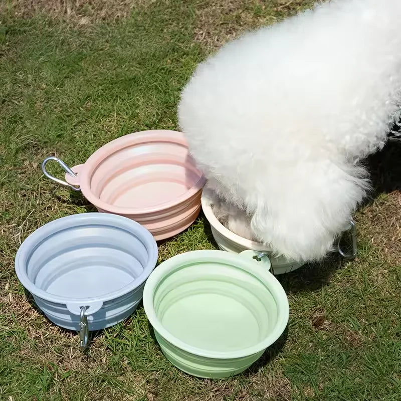Foldable Silicone Dog Bowl Pet Outdoor Travel Portable Folding Cat Food Water Large Capacity Container Feeding Bowl Pet Supplies