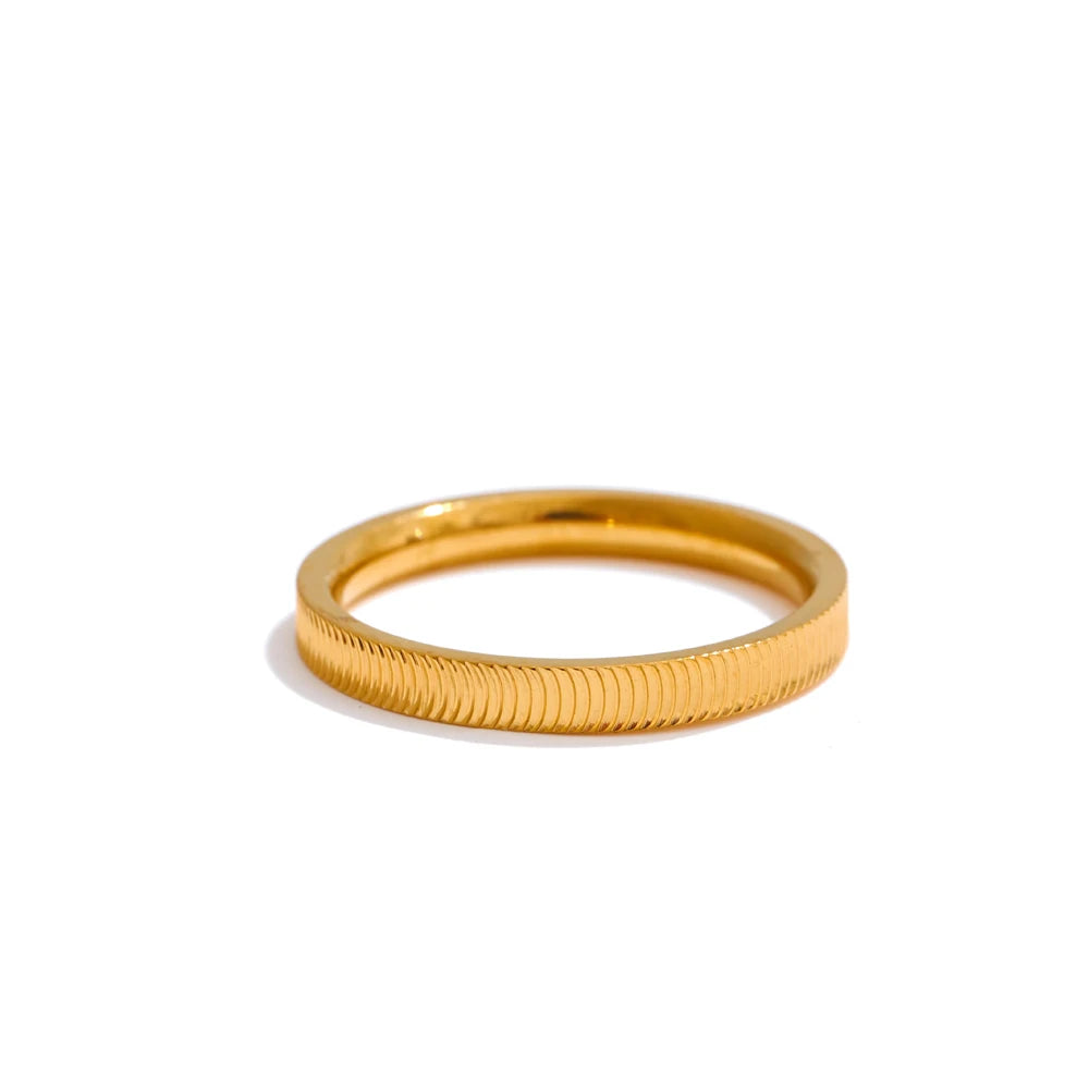 Yhpup Size 6789 PVD Minimalist Polished Metal Round Ring Rust Proof Stainless Steel Exquisite Daily Finger Jewelry for Women