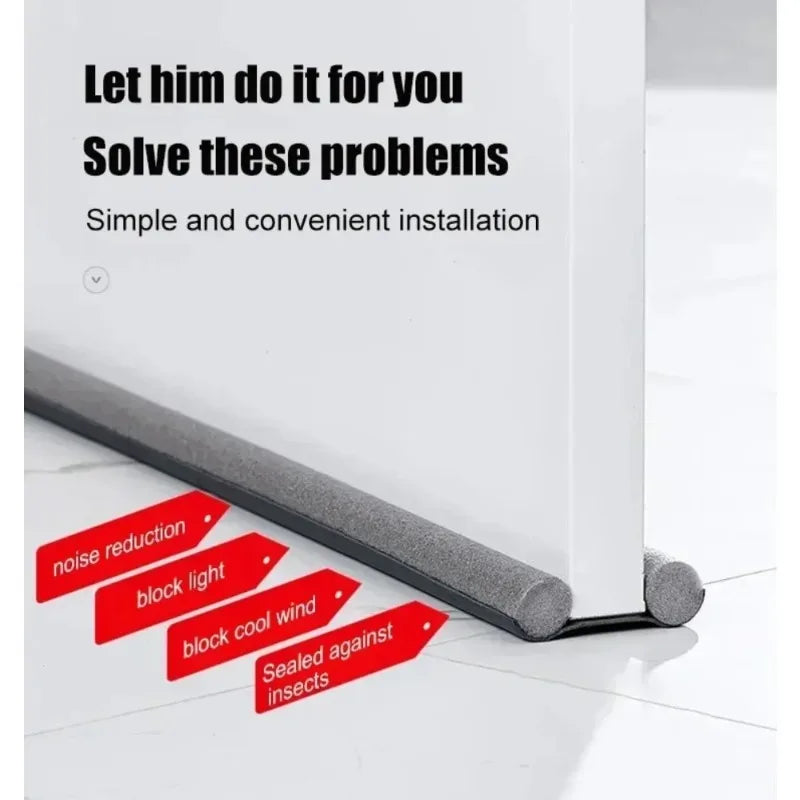 Double Door Seal Strip Windproof Draft Excluder Stopper Dustproof Blocker Soundproof Bottom Guard Door Protector